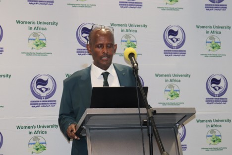 Prof Wondwosen Tamrat, President of St. Mary's University (SMU) in Ethiopia speaking at the event